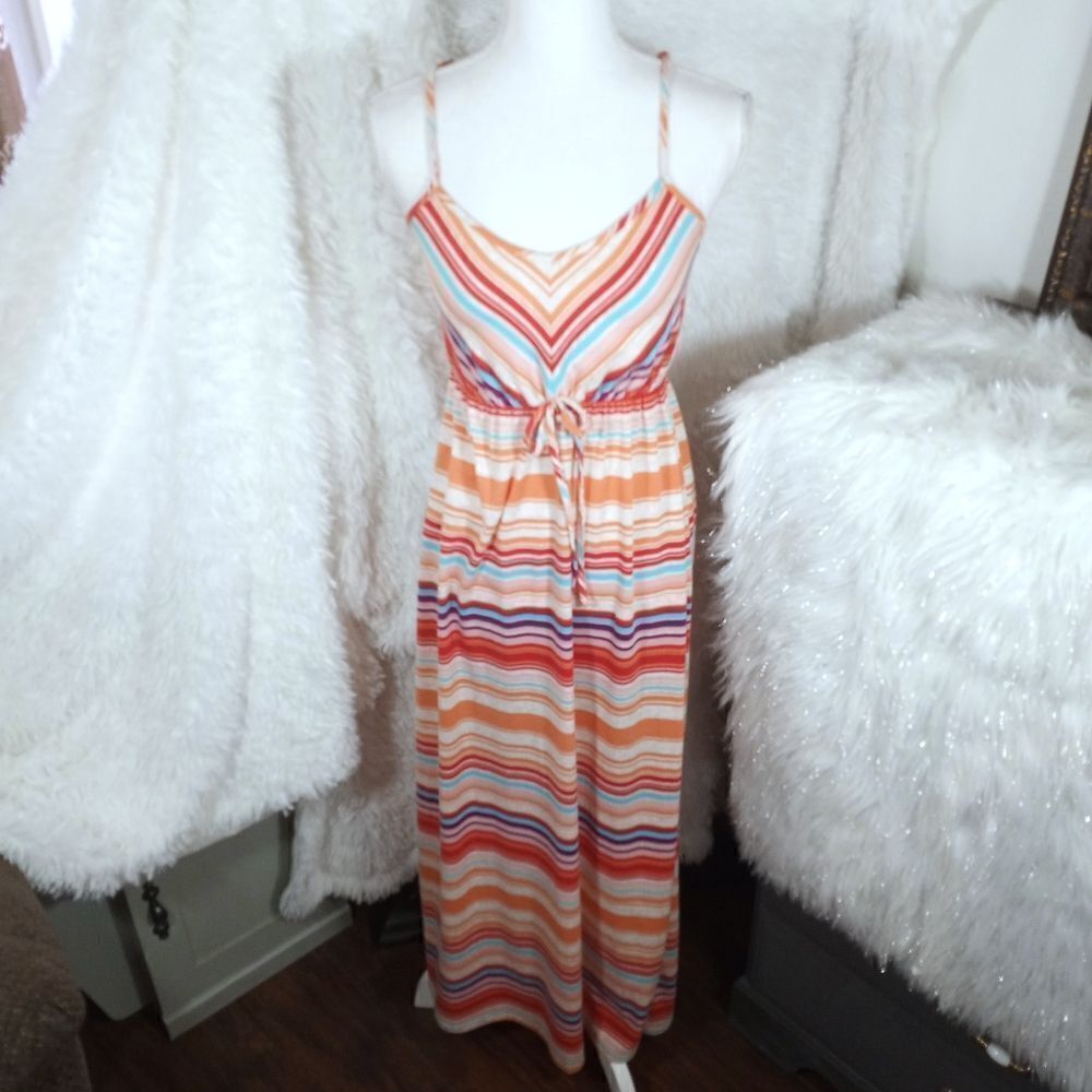 MOSSIMO MULTICOLOR STRIPED MAXI DRESS SZ.XS EUC - Picture 2 of 9